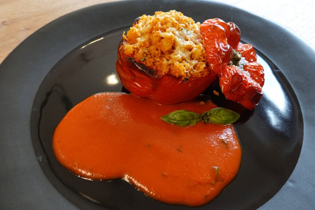 Stuffed peppers with couscous and mountain cheese - vegetarian summer recipe